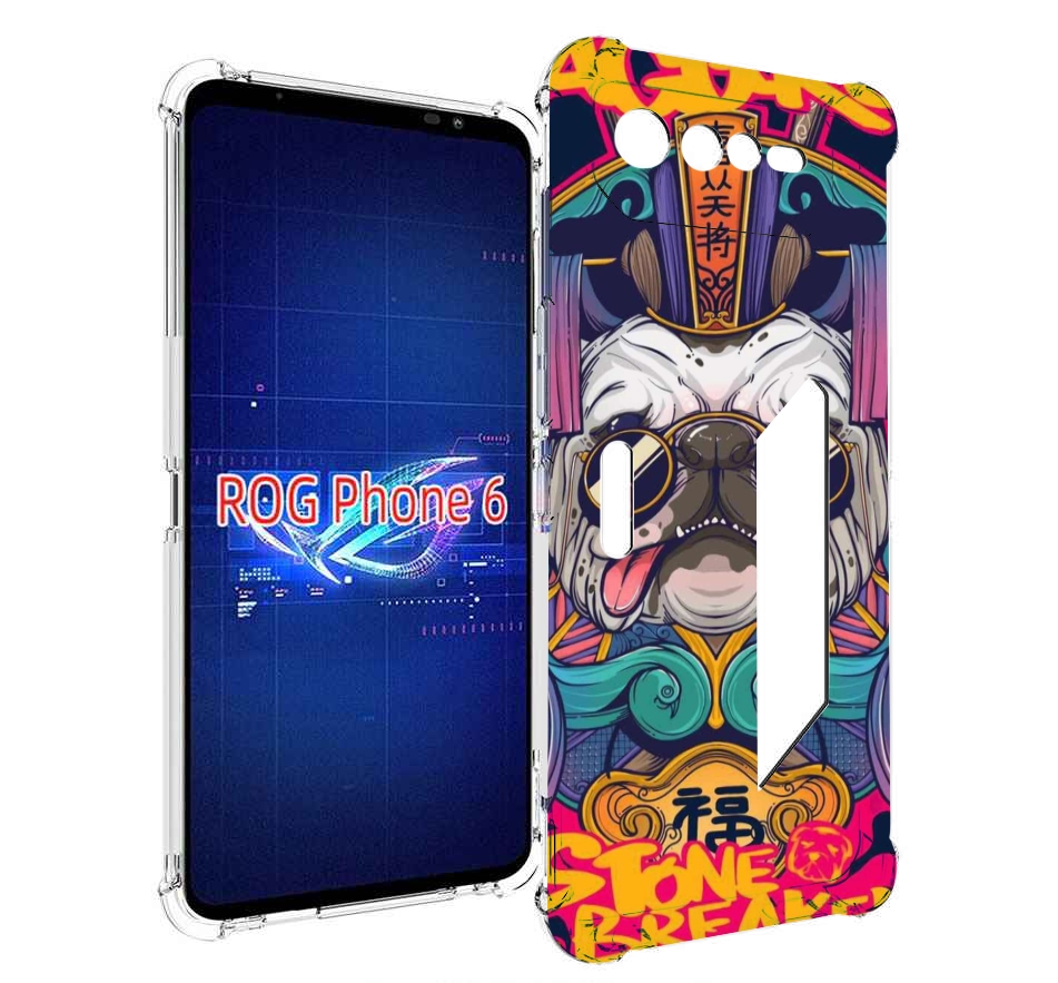 

Чехол MyPads мопс агро яркая для Asus ROG Phone 6, Прозрачный, Tocco
