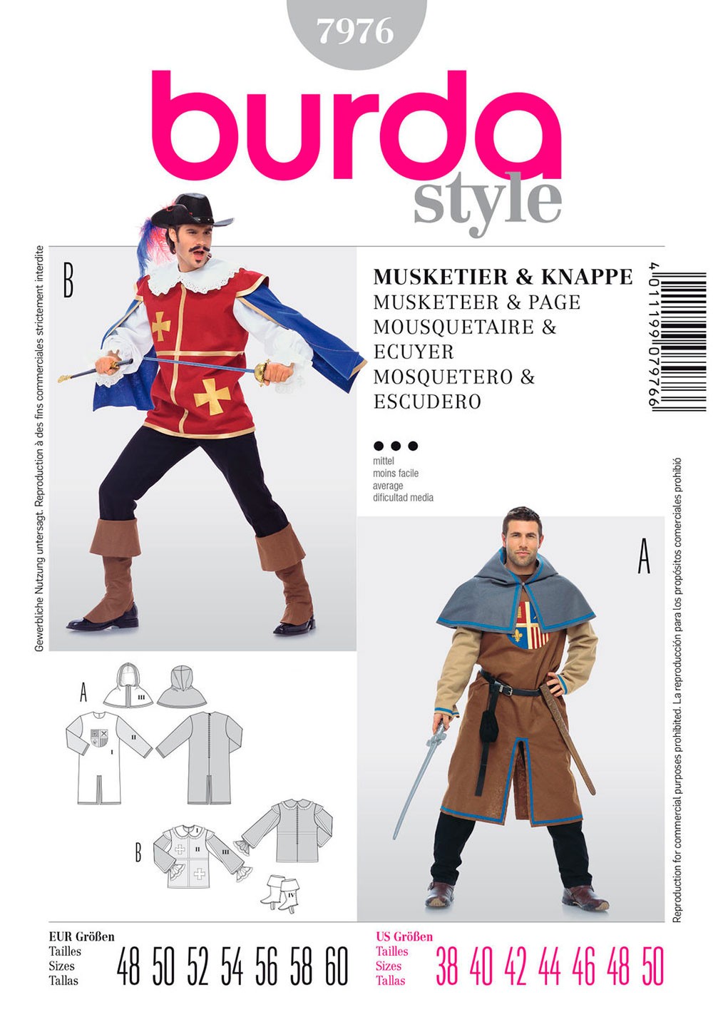 

Выкройка BURDA №7976 — Мушкетер, рыцарь