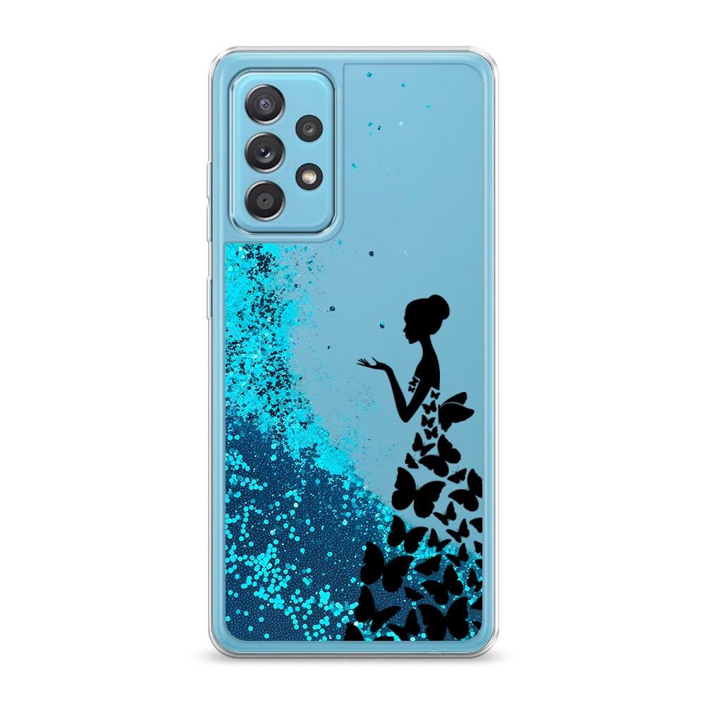 фото Жидкий чехол с блестками "дама в бабочках" на samsung galaxy a52 awog