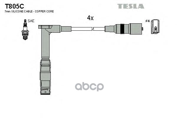 фото T805c-tsl к-кт проводов mb w124/w210 1.8/2.0/2.3 m111.920/940/960 92> tesla