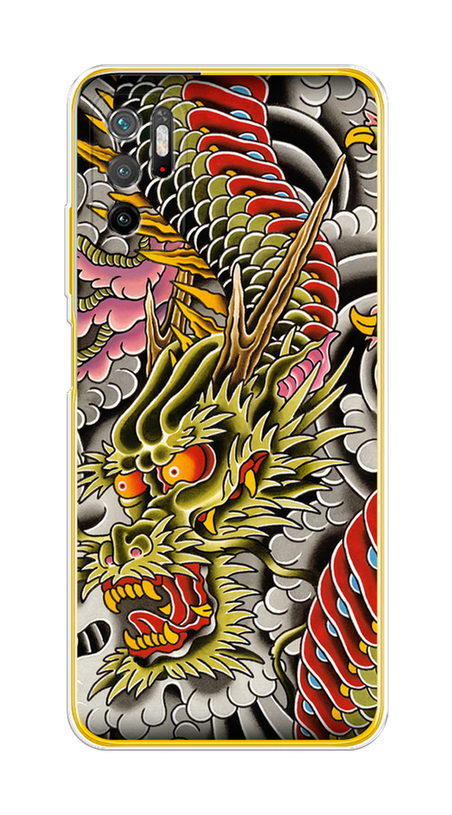 

Чехол на Xiaomi Poco M3 Pro "Японский дракон", Желтый;розовый;красный, 311050-4