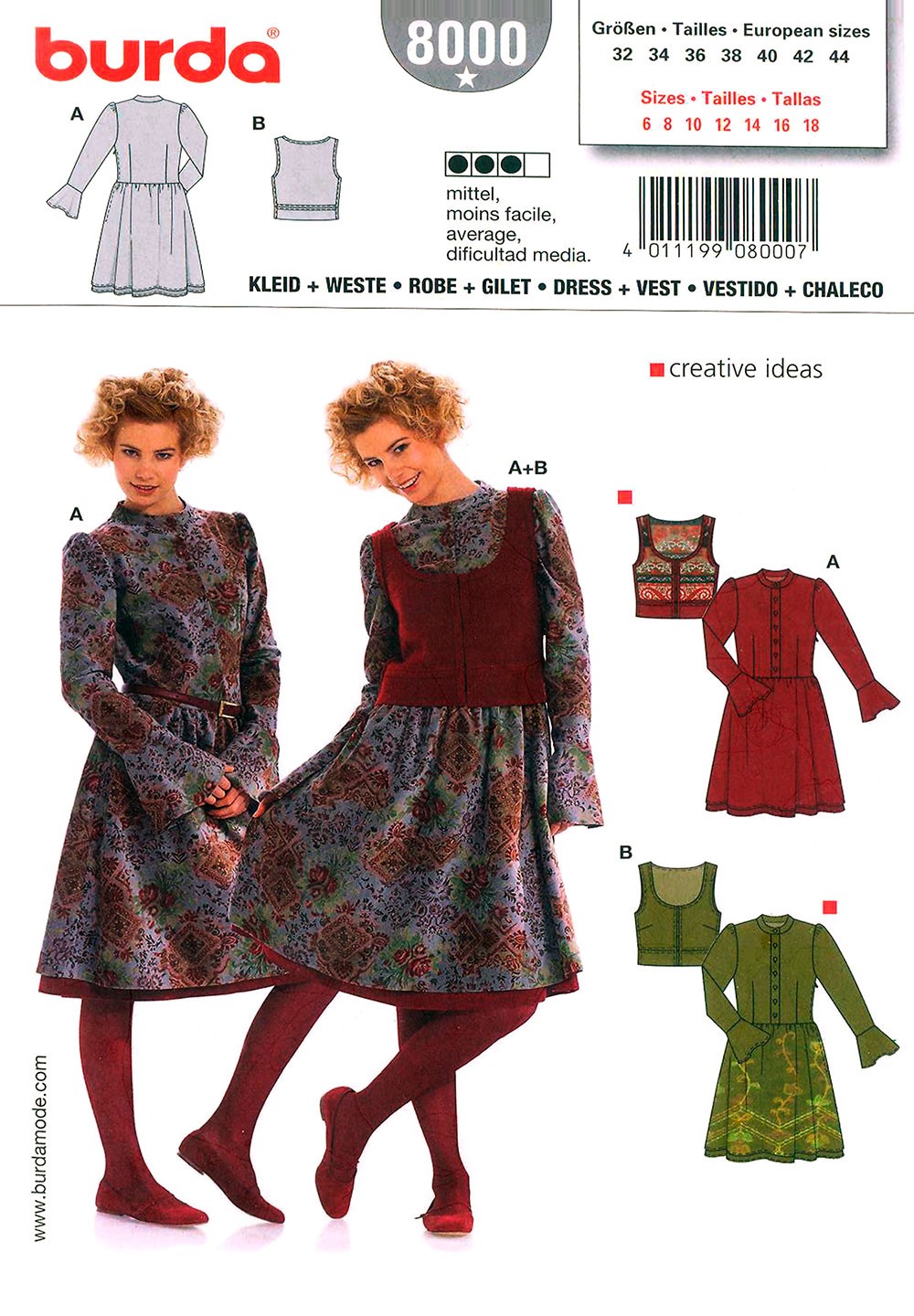 

Выкройка BURDA №8000 — Платье
