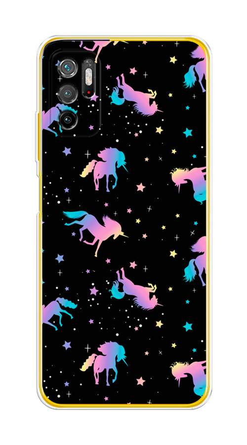 

Чехол на Xiaomi Poco M3 Pro "Единороги градиент", Черный;розовый;голубой, 311050-1