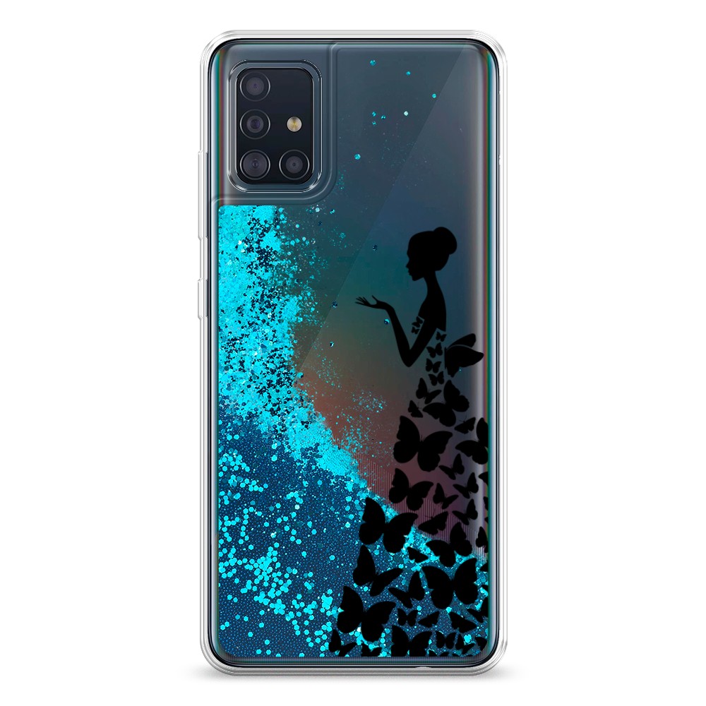 

Жидкий чехол с блестками "Дама в бабочках" на Samsung Galaxy A51