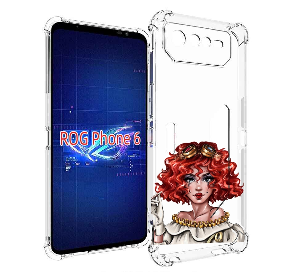 Чехол MyPads модель-в-сине-красных-очках женский для Asus ROG Phone 6