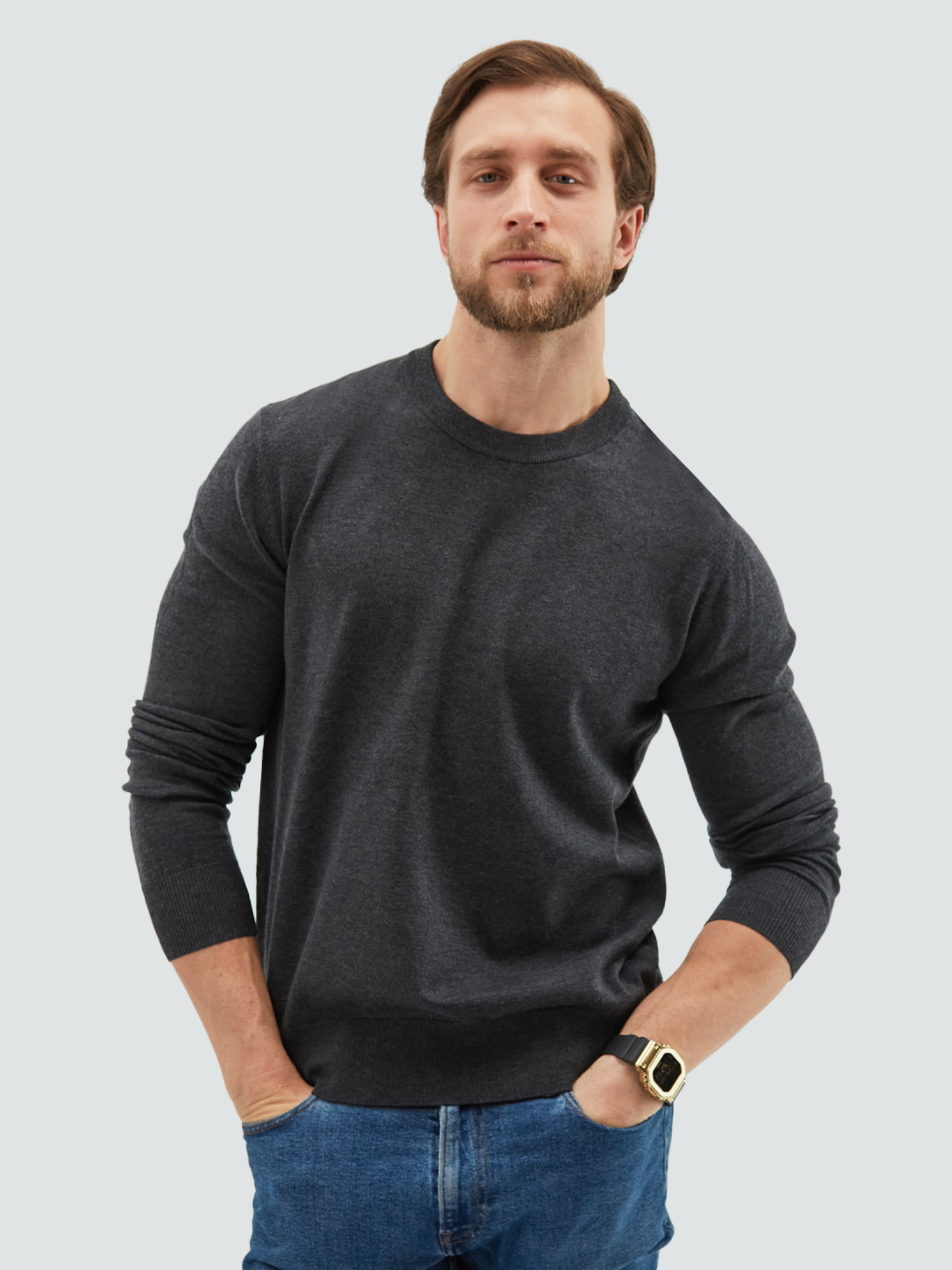 

Джемпер мужской MANAFOFF 8105 серый 3XL, 8105