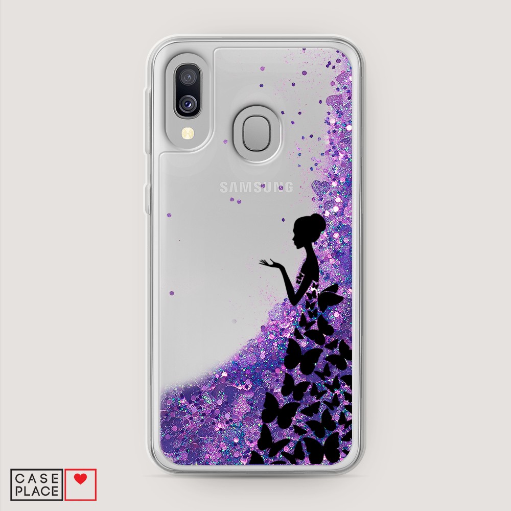 

Жидкий чехол с блестками "Дама в бабочках" на Samsung Galaxy A40