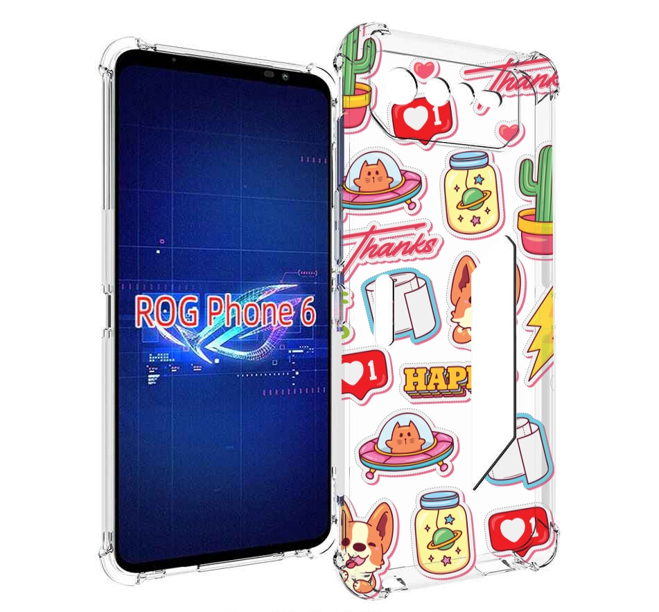 

Чехол MyPads милые-стикеры-корги для Asus ROG Phone 6, Прозрачный, Tocco