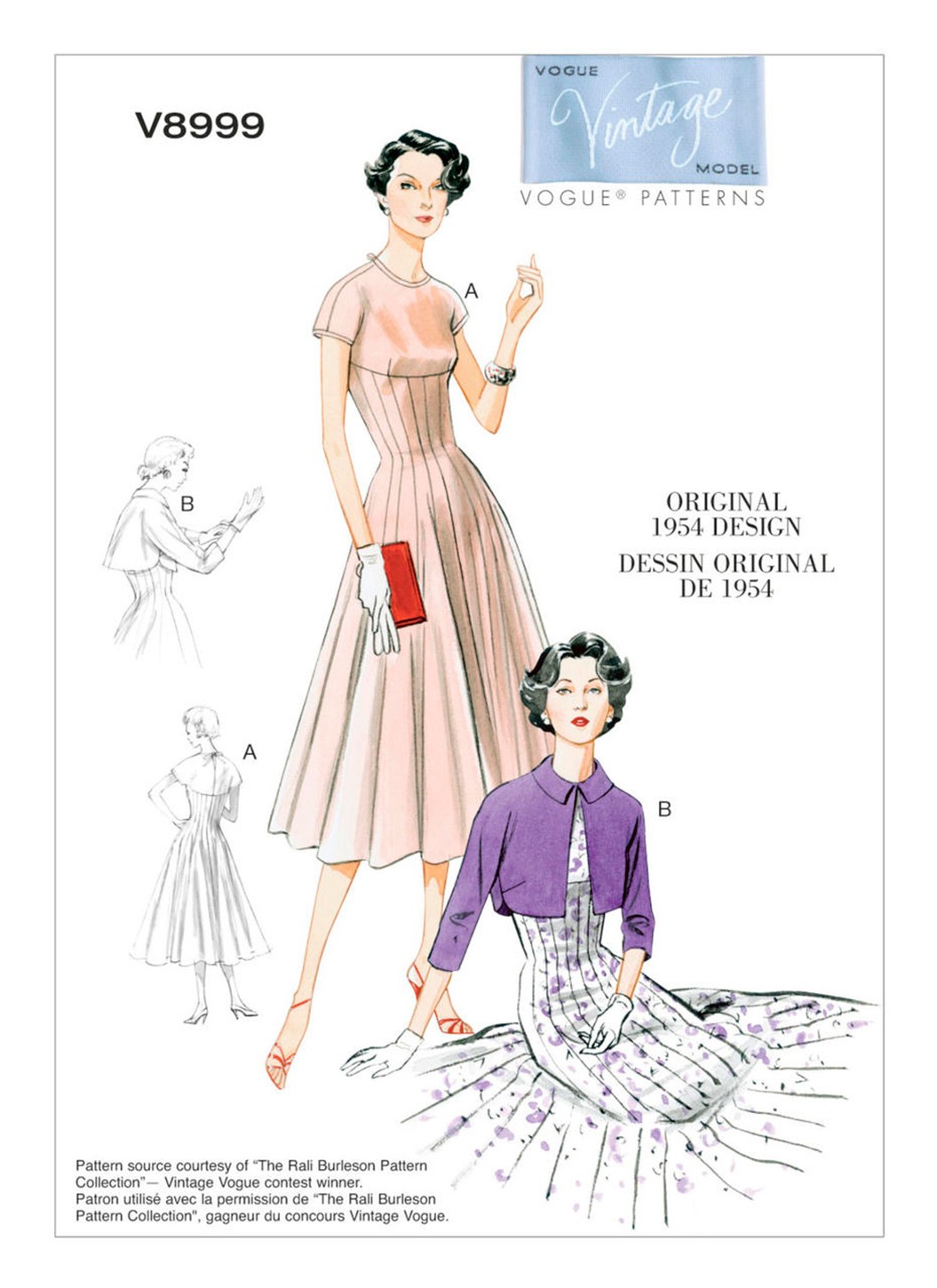 

Выкройка Vogue №8999 — Ретро 1954: Платье и Болеро