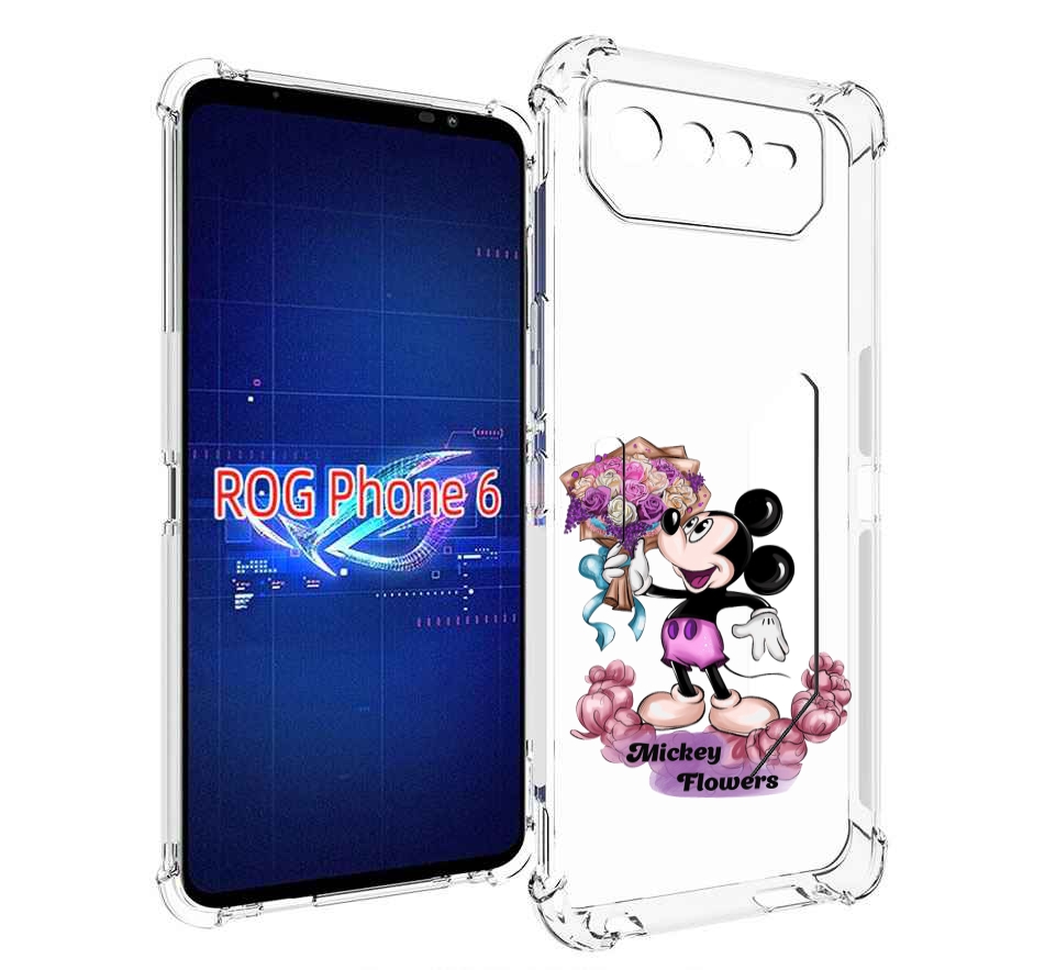 

Чехол MyPads микки-с-цветами женский для Asus ROG Phone 6, Прозрачный, Tocco