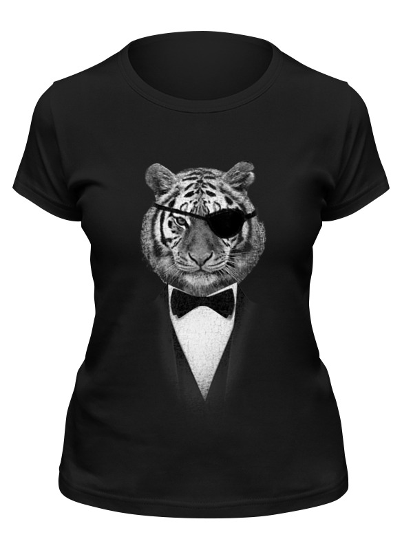 

Футболка женская Printio Одноглазый тигр черная 2XL, Черный, Одноглазый тигр