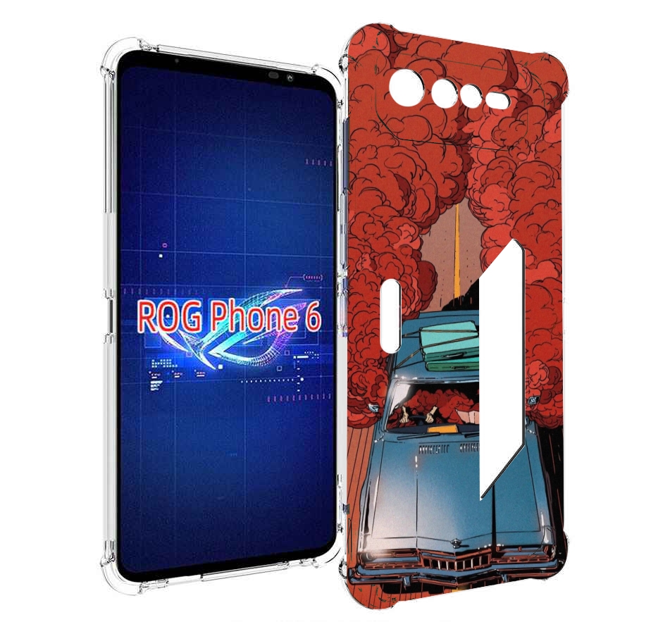 

Чехол MyPads машина мчится с дымком для Asus ROG Phone 6, Прозрачный, Tocco