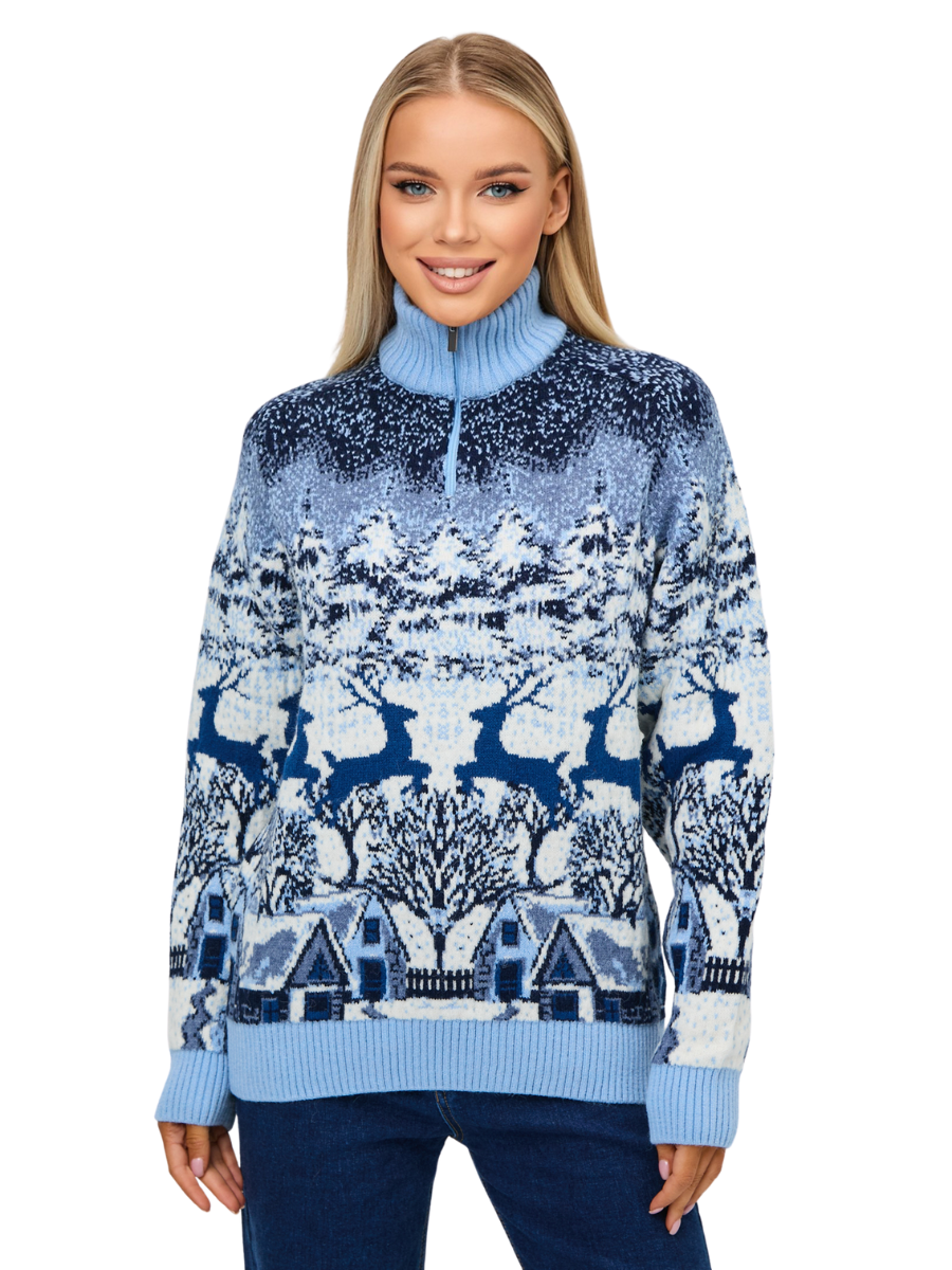 

Свитер женский Pulltonic DEER1-545FYB/W голубой 2XL, DEER1-545FYB/W