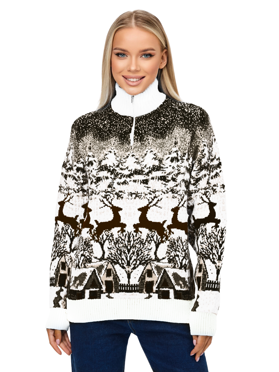 фото Свитер женский pulltonic deer1-545fyb/w коричневый 2xl