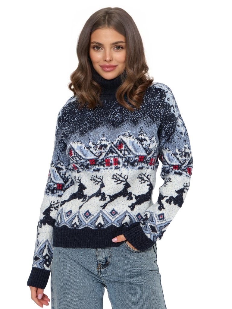 

Свитер женский Pulltonic WDEER-123KB/W синий 2XL, WDEER-123KB/W