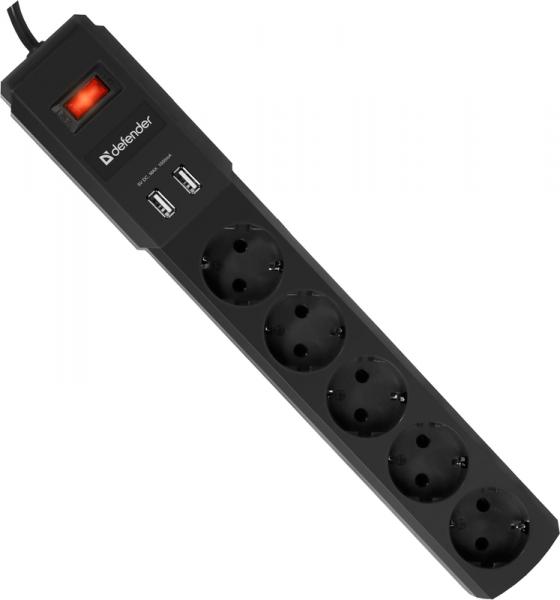 

Defender DFS 451 1.8 m 5 розеток 2USB