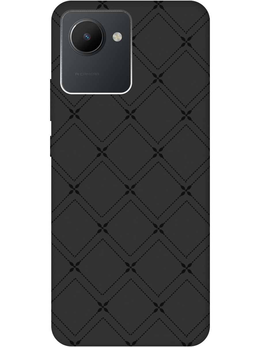 

Силиконовый чехол на realme C30 с рисунком "Стильные линии" Soft Touch черный, 20000383