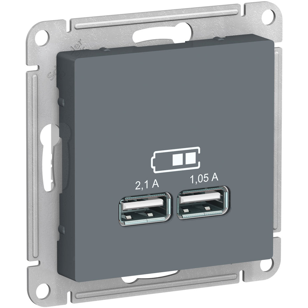 фото Schneider electric розетка двойная schneider electric atlasdesign usb тип a+a, 5в 1x2100/2