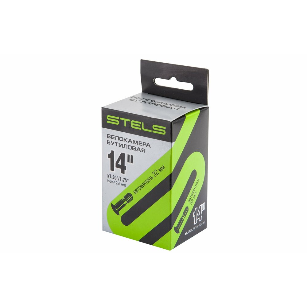 

Велокамера 14x1.50/1.75 STELS автовентиль, в инд. упаковке STELS LU081486, Черный, 650007