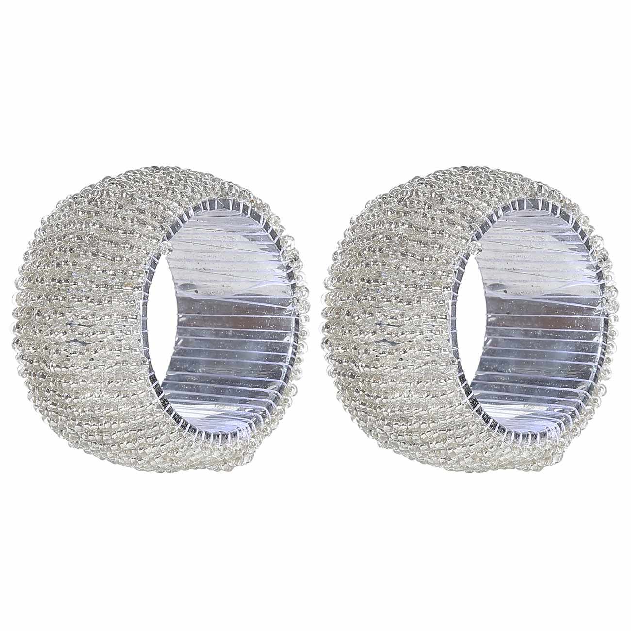 

Кольцо для салфеток, 5 см, 2 шт, бисер, круглое, белое, Shiny beads, Белый