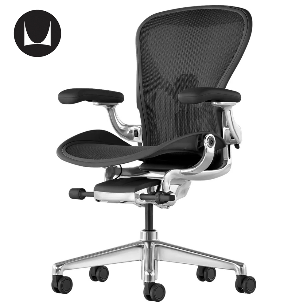 Кресло Herman Miller Aeron Graphite / Polished Aluminum, размер C