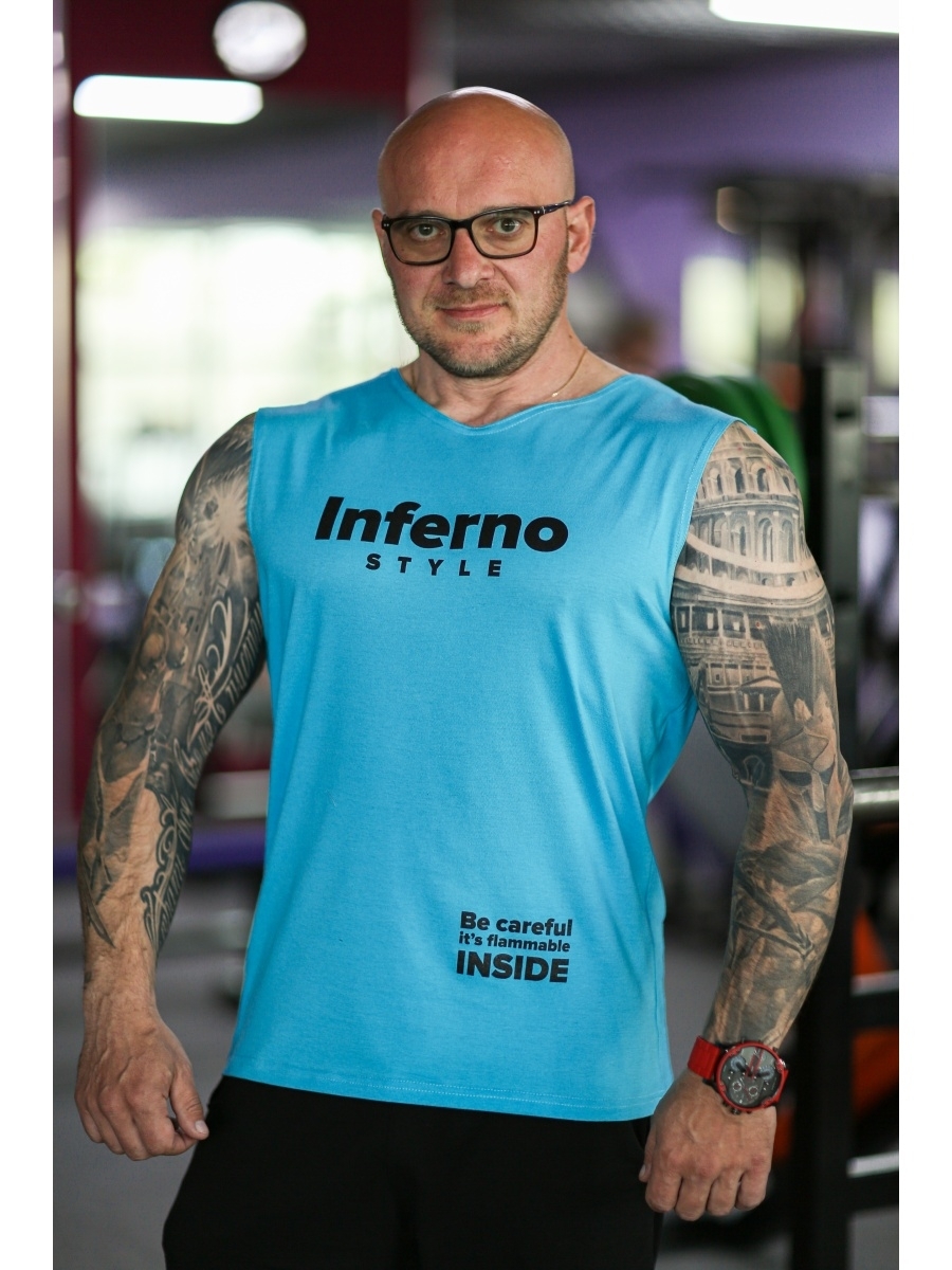 

Майка мужская INFERNO style М-002-005 бирюзовая XL, Бирюзовый, М-002-005