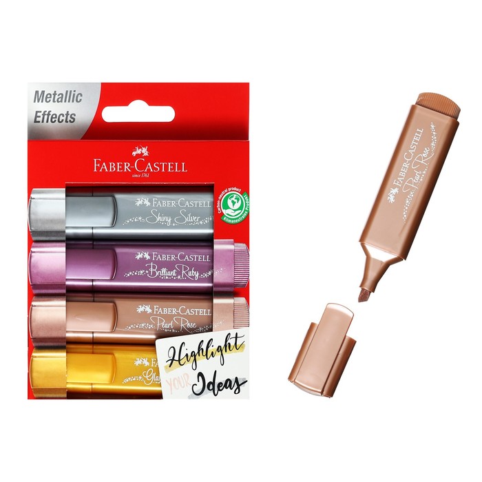 

Набор маркеров текстовыделителей Faber-Castell TL 46 Metallic 4 цвета, 5,0 мм, Желтый;серый;фиолетовый