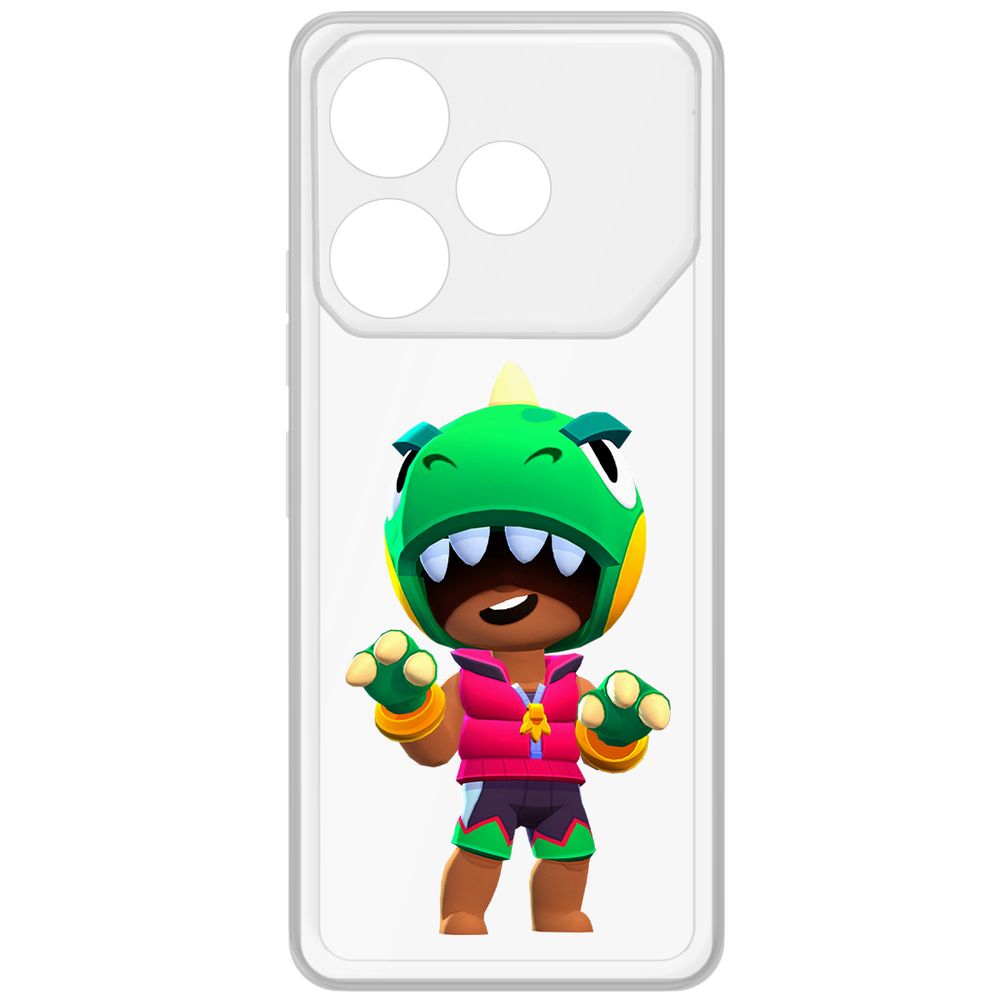 

Чехол-накладка Krutoff Clear Case Brawl Stars-Дино Леон для TECNO Pova 6, Прозрачный