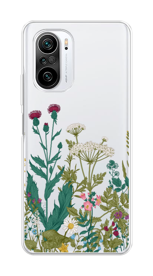

Чехол на Xiaomi Redmi K40 "Дикие полевые цветы", Зеленый;розовый;белый, 310950-2