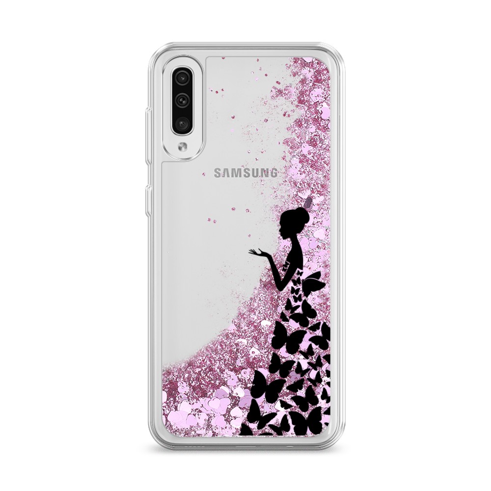 

Жидкий чехол с блестками "Дама в бабочках" на Samsung Galaxy A30s