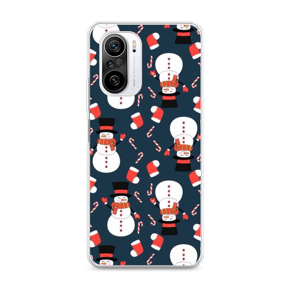

Чехол на Xiaomi Redmi K40 "Синие снеговики", Синий;белый;красный, 310950-5