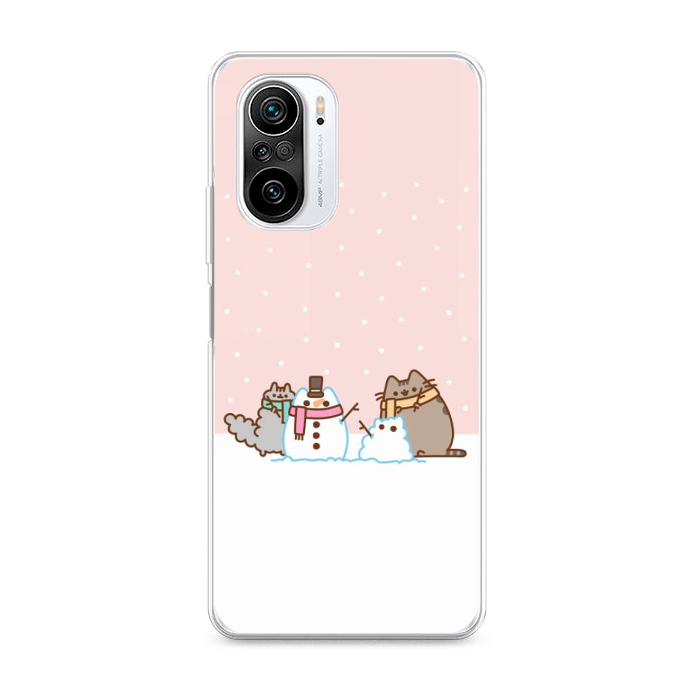 

Чехол на Xiaomi Redmi K40 "Котики в снегу", Розовый;белый;серый, 310950-5