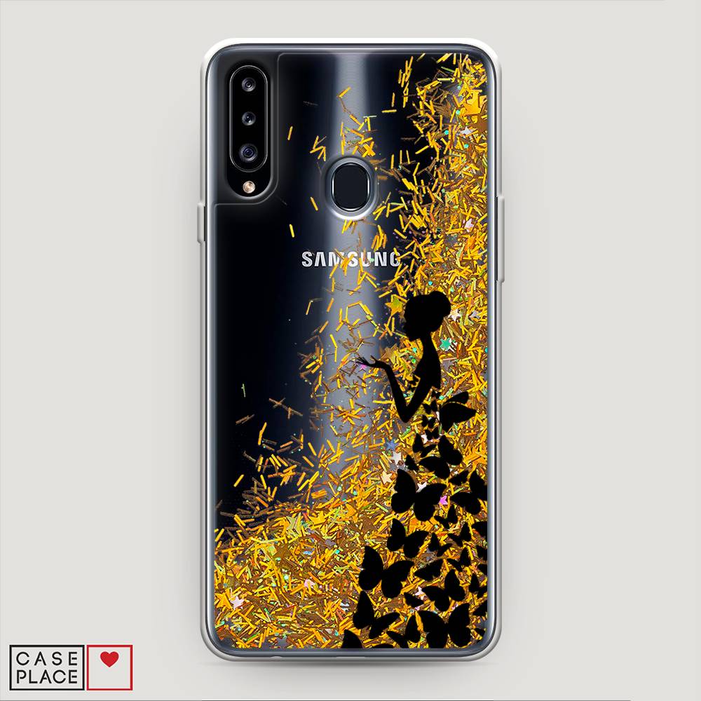 

Жидкий чехол с блестками "Дама в бабочках" на Samsung Galaxy A20s, 2100890-1