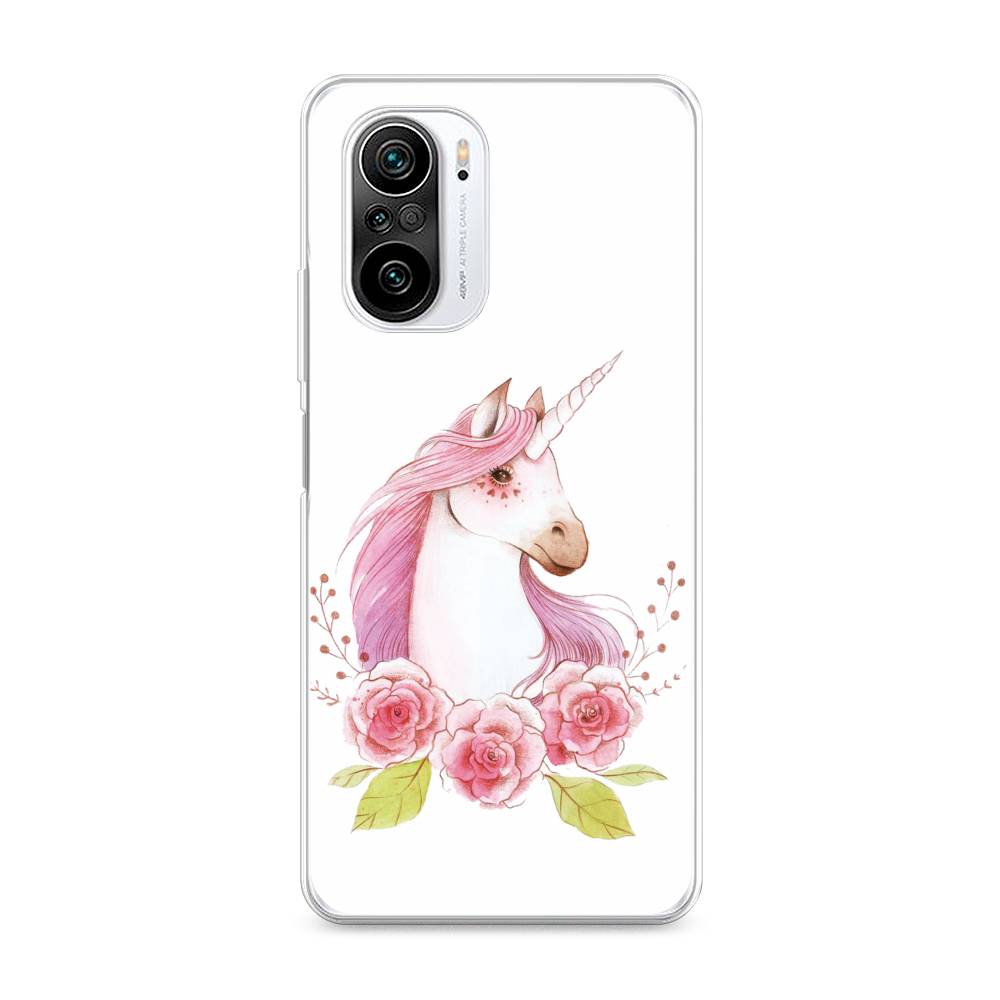 

Чехол на Xiaomi Redmi K40 "Единорог цветы", Белый;розовый;серый, 310950-1