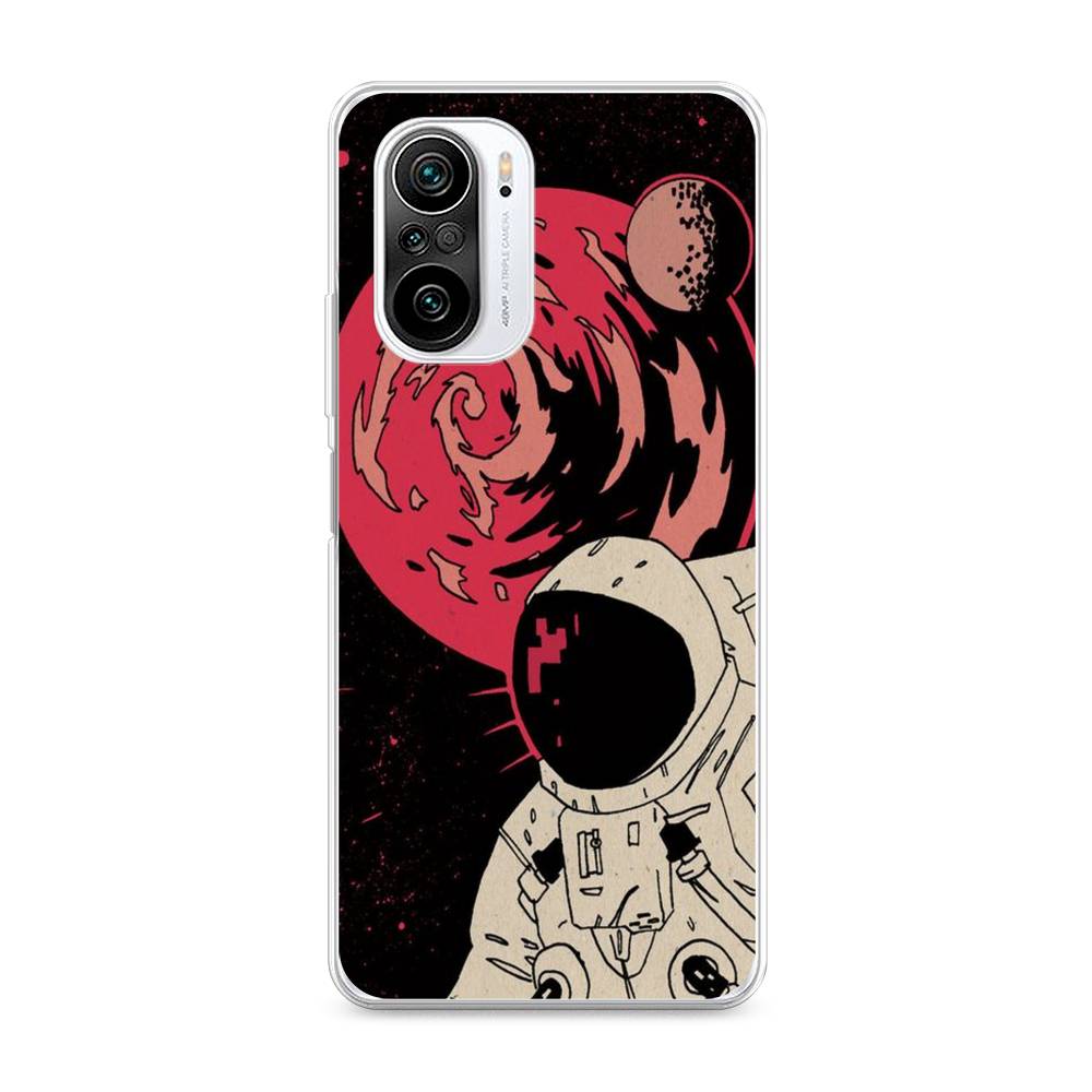 

Чехол на Xiaomi Redmi K40 "Космонавт возле Марса", Черный;красный, 310950-2