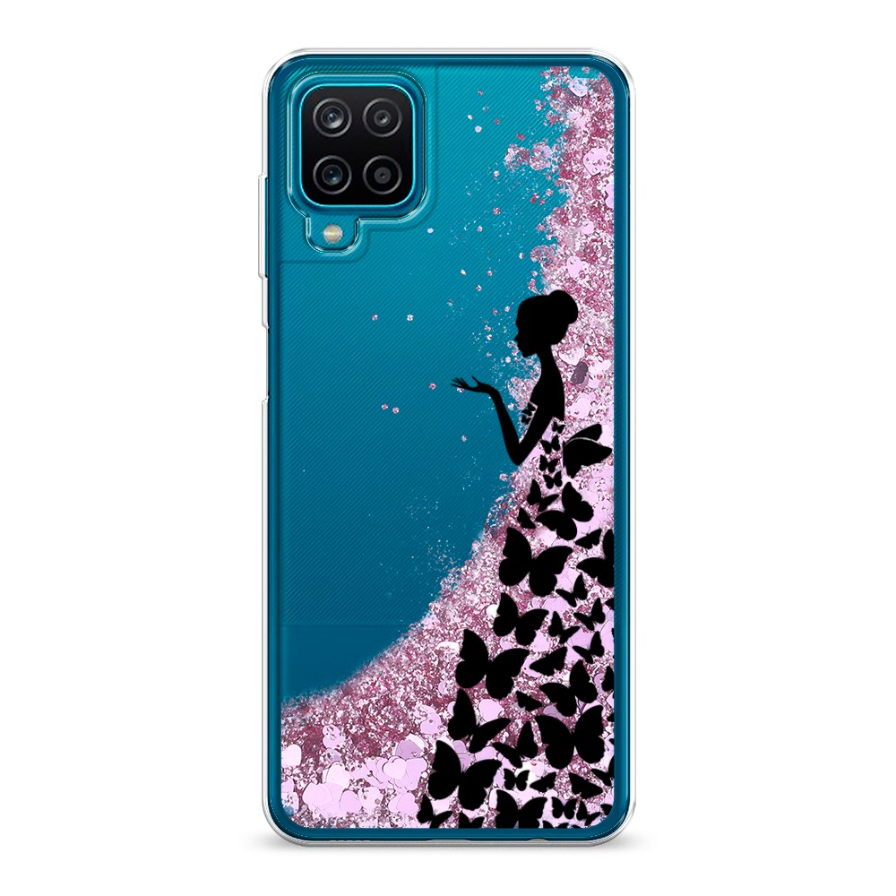 

Жидкий чехол с блестками "Дама в бабочках" на Samsung Galaxy A12