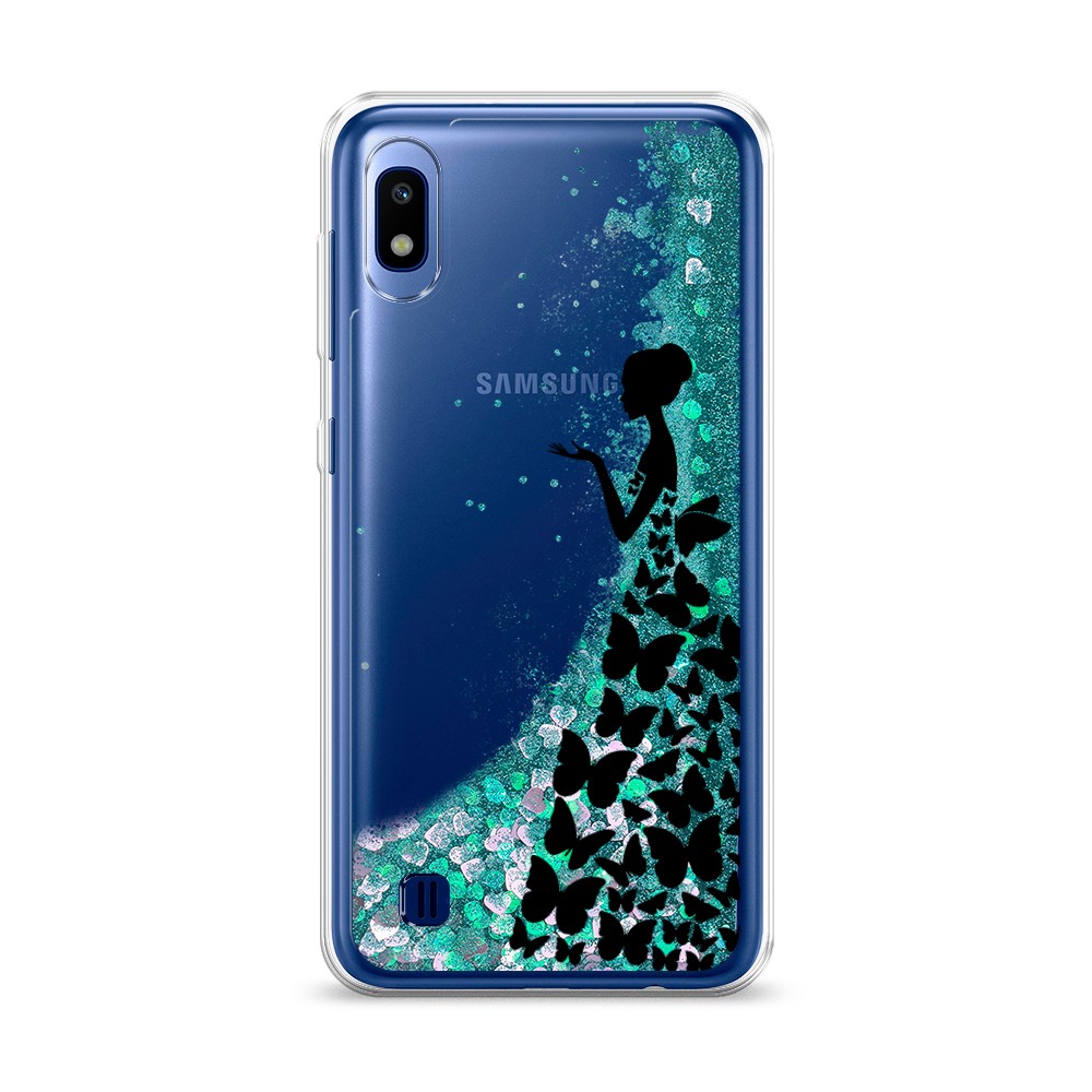 

Жидкий чехол с блестками "Дама в бабочках" на Samsung Galaxy A10