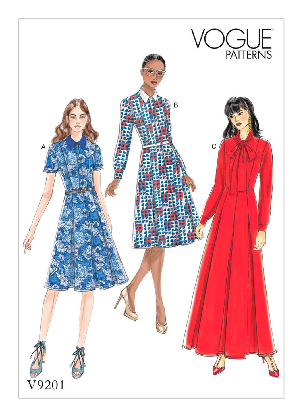 

Выкройка Vogue №9201 — Платье с юбкой со встречными складками