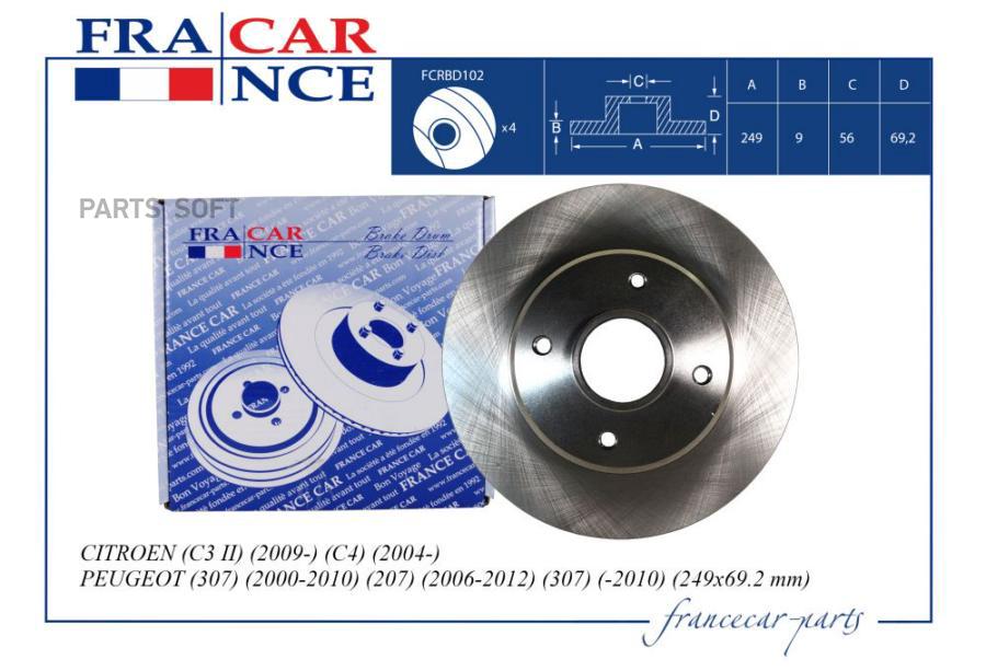 FRANCECAR FCRBD102 Диск заднего тормоза