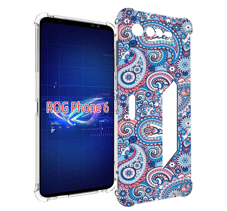 

Чехол MyPads красивый голубой арнамент для Asus ROG Phone 6, Прозрачный, Tocco