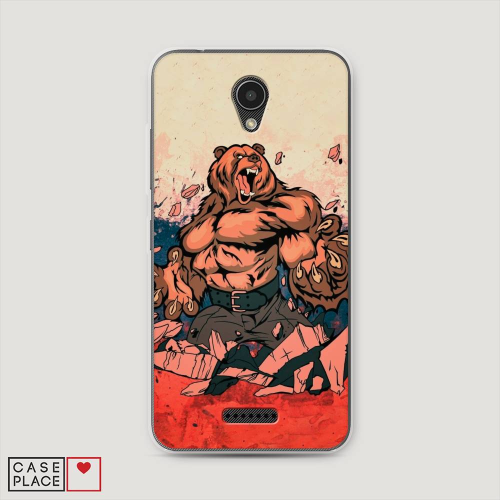 

Чехол Awog на Lenovo Vibe B / Леново Vibe B "Медведь с флагом РФ", 112450-2