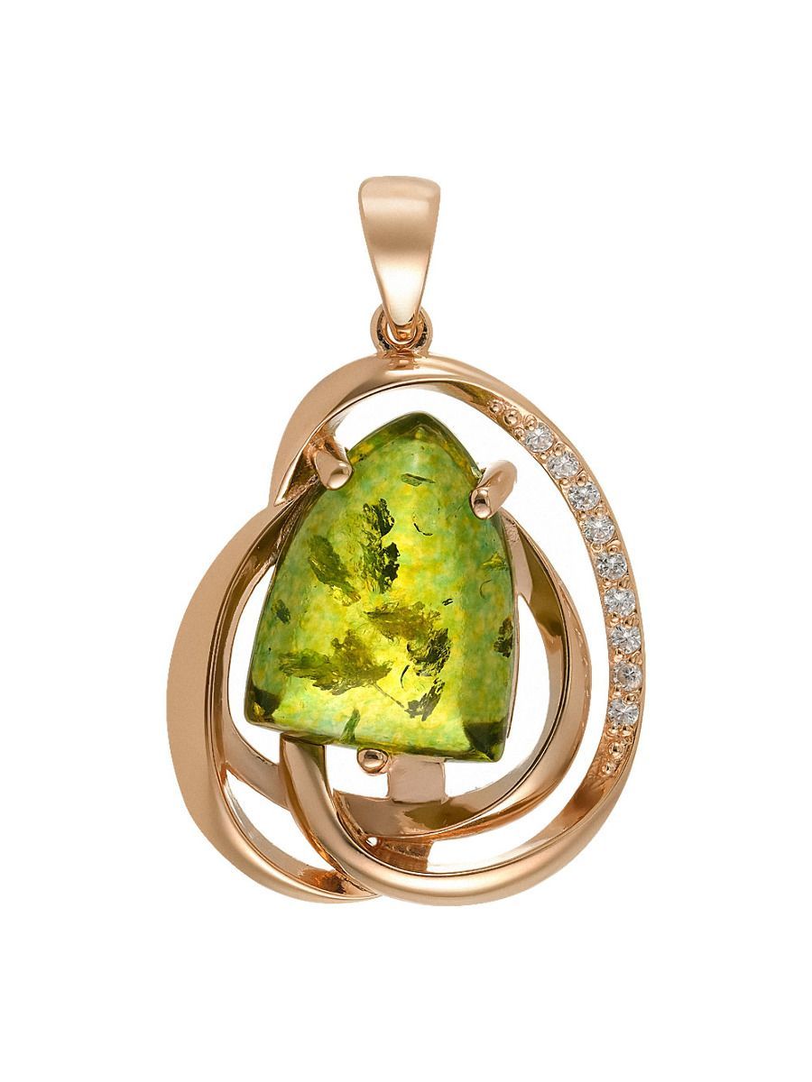 Кулон из серебра Ювелирочка 059042, янтарь\фианит