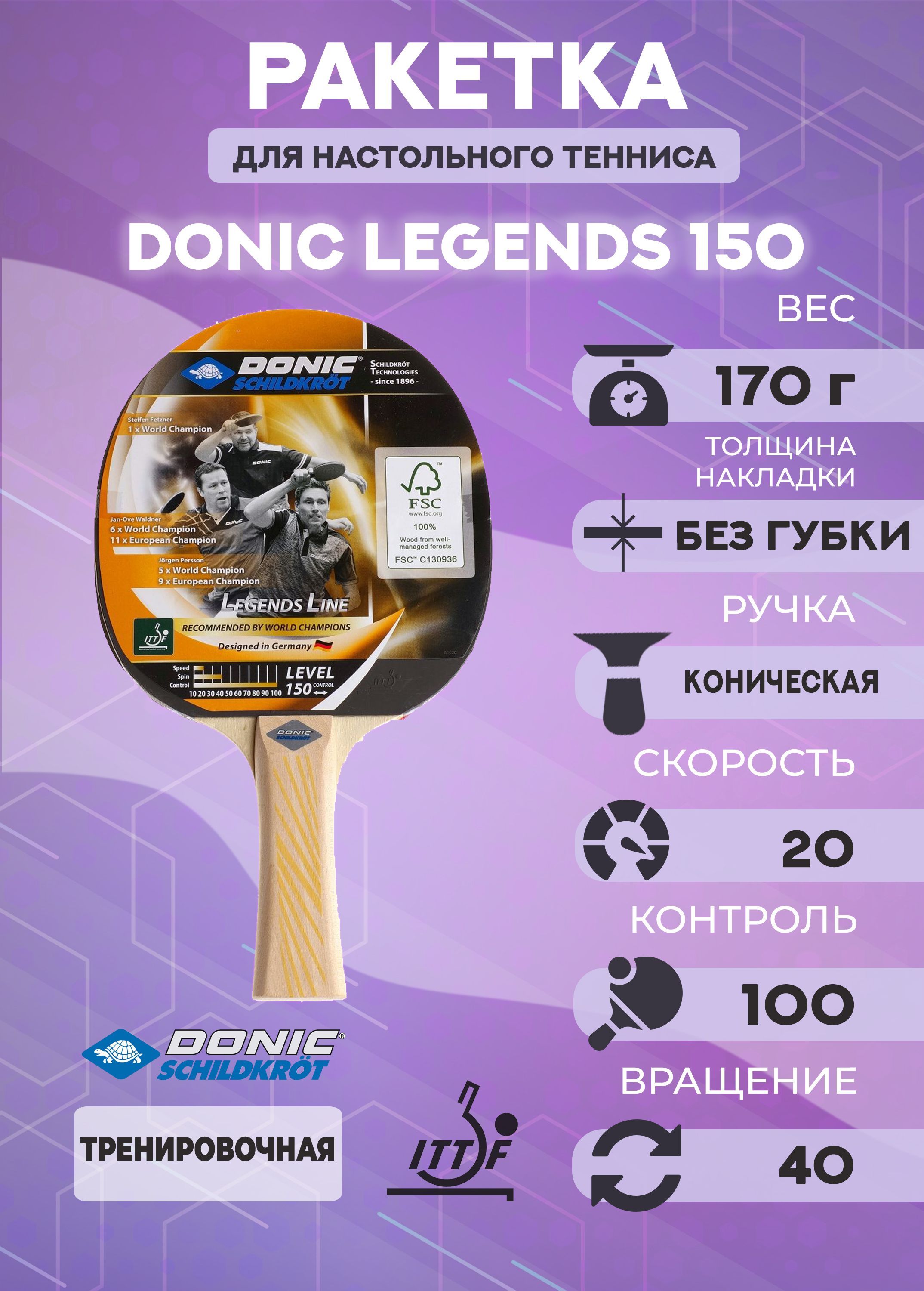 Ракетка для настольного тенниса Donic Legends 150 1082₽