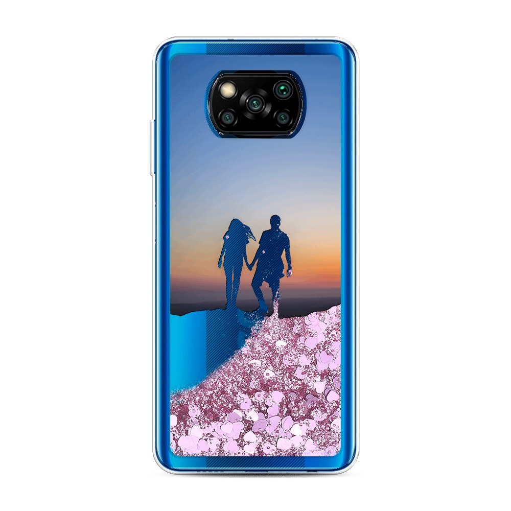 

Жидкий чехол с блестками "Пара на краю света" на Xiaomi Poco X3 NFC, 39294-1