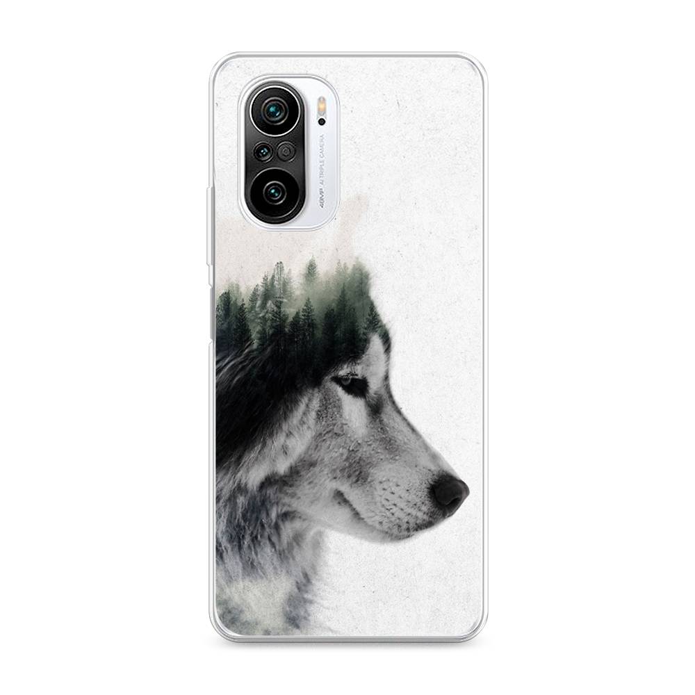 

Чехол на Xiaomi Redmi K40 "Волк лес", Серый;белый, 310950-1