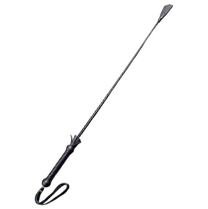 Короткий плетеный стек с кожаным наконечником-хлопушкой 70 см