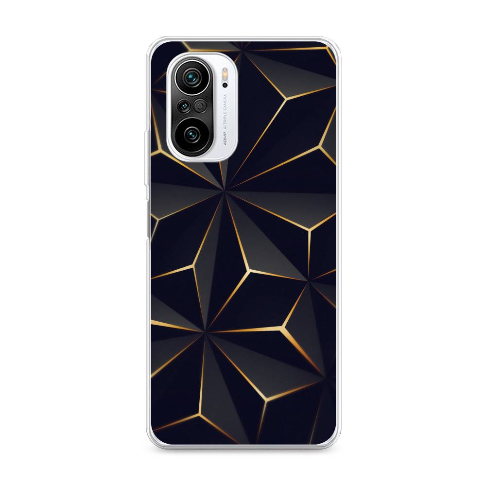 

Чехол на Xiaomi Redmi K40 "Черные полигоны", Золотистый;черный, 310950-3