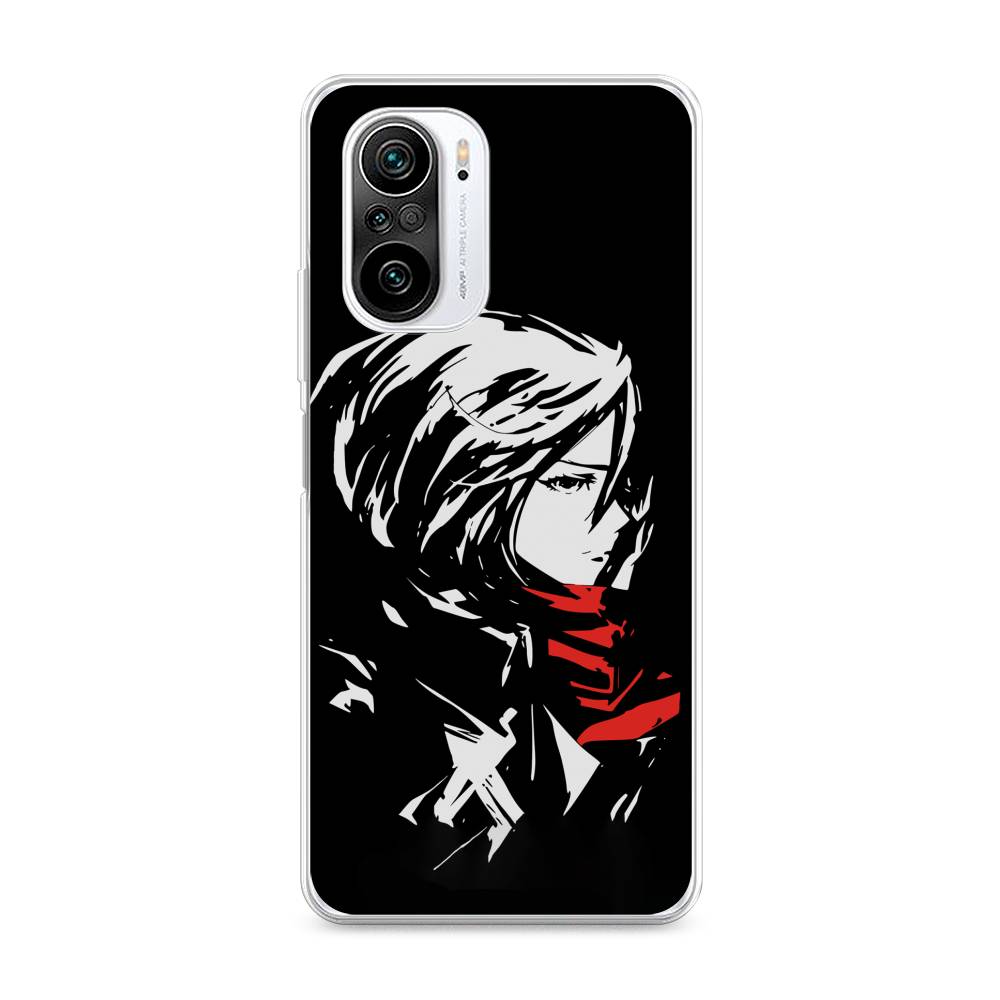 

Чехол на Xiaomi Redmi K40 "Микаса минимализм", Черный;серый;красный, 310950-4