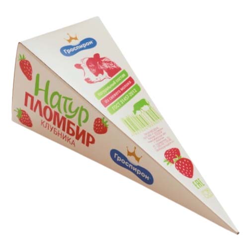 

Мороженое пломбир Гроспирон Натур ГОСТ с клубникой 65 г