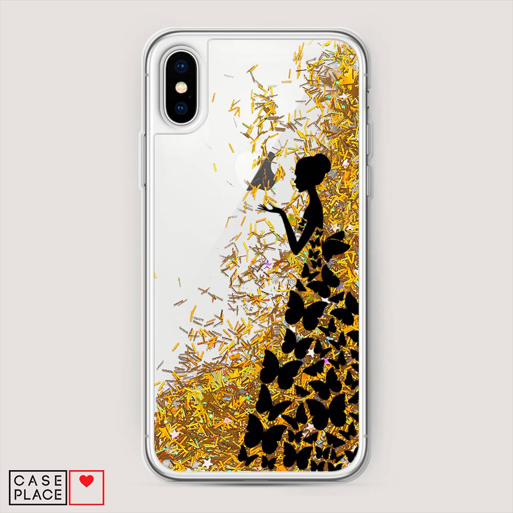 

Жидкий чехол с блестками "Дама в бабочках" на Apple iPhone XS Max (10S Max), 11990-1